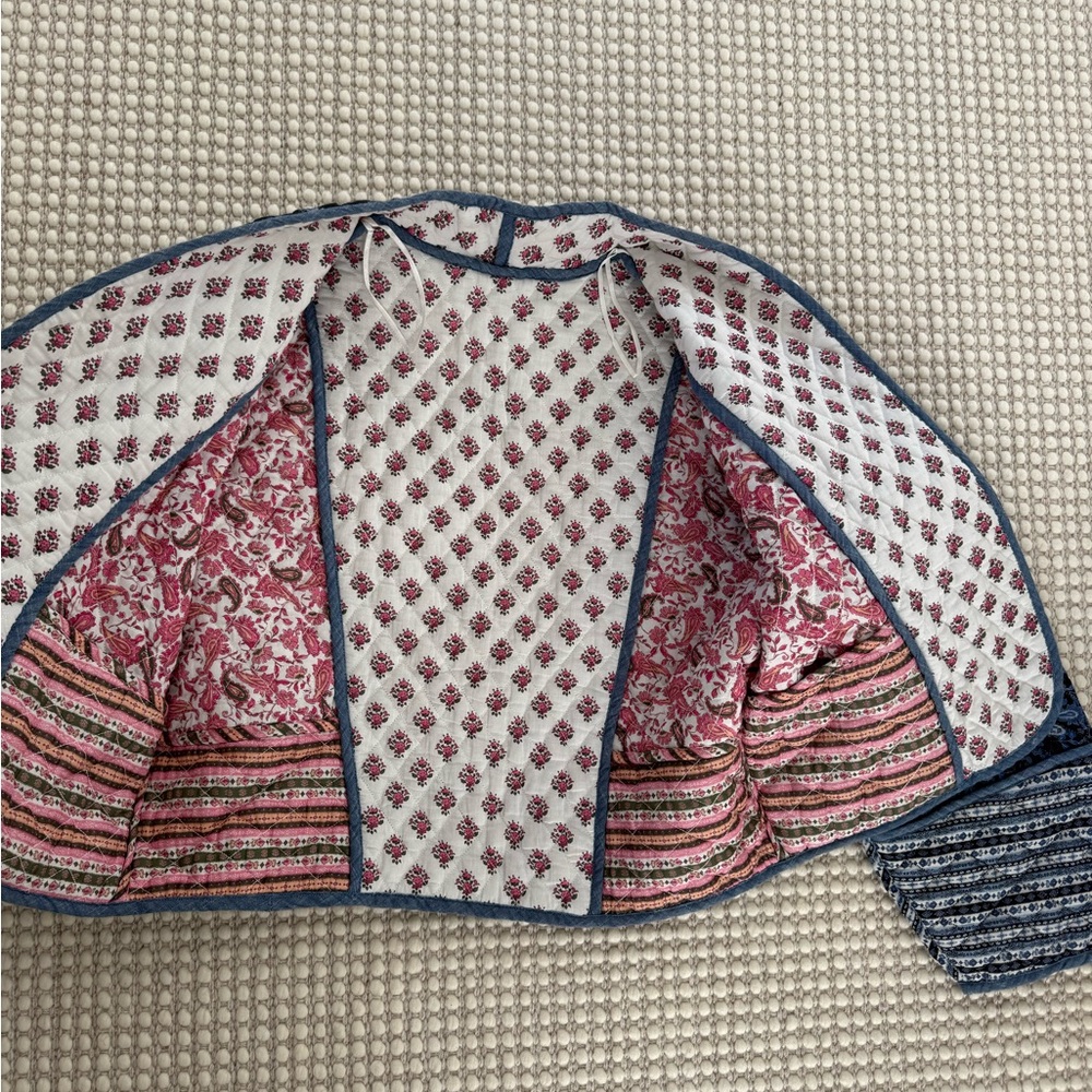 Blue Patterned Quilted Jacket - Picture 4 of 7
